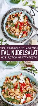 Italienischer Nudelsalat Mit Rotem Blitz Pesto Emmikochteinfach Rezept Italienischer Nudelsalat Nudelsalat Italienische Pasta