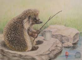 Hedgehog S Fishing By Kivuli Deviantart Com On Deviantart Hedgehog Illustration Hedgehog Drawing Hedgehog Art