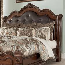 Ashley furniture queen sleigh bed. Ashley Furniture Millennium Ledelle B705 57 Queen Sleigh Headboard With Tufted Brown Faux Leather Upholstery Del Sol Furniture Headboards