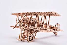Wood Trick Airplane Biplane Mechanical Model Kids Wooden Toys Laser Cutter Ideas