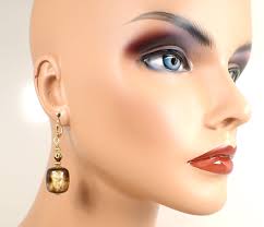 Handmade Large Chunky Brown Lucite Barrel Drop Earrings, Gold Plated, Hook  Lever Back or Clip On