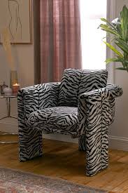 Adesso gr2100 hahn 27 wide scandinavian style accent chair with zebra wood legs and nailhead trim light grey indoor furniture. Sculptural Animal Print Seating Floria Velvet Chair