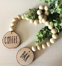 Rae Dunn Inspired Wooden Bead Garland Rustic Home Decor Wood Garland Country Decor Shelf Decor Home Housewarming Gift In 2020 Wooden Bead Garland Wood Bead Garland Wood Beads Diy