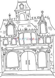Architectural coloring pages for adults old houses, cities, churches, europe coloring. Haunted House Colouring Page 6