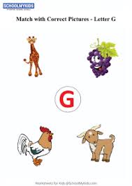 letter g sound word pictures matching letters to pictures worksheets for preschool kindergarten first grade english worksheets schoolmykids com