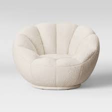 This petite swivel chair is a versatile solution for small spaces. Low Profile Round Swivel Chair Cream Sherpa Room Essentials Target