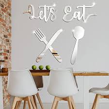That's why we've compiled over 20 kitchen wall decor ideas. Amazon Com 5 Pieces Let S Eat Kitchen Dining 3d Mirror Wall Stickers Fork Spoon Knife Sign Acrylic Mirror Decor Diy Home Removable Decals For Dinning Living Room Elegant Style Tools Home