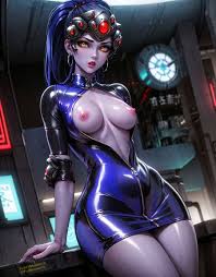 Widowmaker unzipped latex suit - Rule 34 AI Art