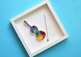 Violino, arte della carta quilling, incorniciato, regalo di compleanno,  arte del musicista, arredamento del soggiorno, decorazione - Etsy Italia