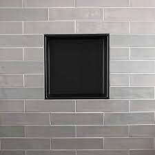 Shower Niche No Tile Needed 12 X 12 Powder Coat Black Single Shelf Organizer Square Best Modern In Wall Shower Niche Recessed Shower Shelf Shower Storage