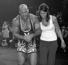 Kurt Angle Being Help To Back By His Then Wife Karen Jarrett Wwe Couples Karen Jarrett Professional Wrestler