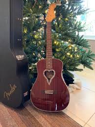 Gorgeous Acoustic Fender Alkaline Trio Guitar With Hard Case Guitar Bought New And Only Used Once Sound Hole Is Heart Shaped Case H Guitar Acoustic Hardcase