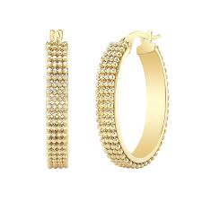 2 inches long and 1 inch wide this cute pair is made with two. 14ct Yellow Gold Beaded Hoop Earrings Costco Uk