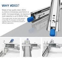 VADANIA 12" Heavy Duty Drawer Slide with Lock #D53, 2" Width Up to 125lb Load Capacity, 3-Fold Full Extension, Ball Bearing Lock-in & Lock-Out, Side ...