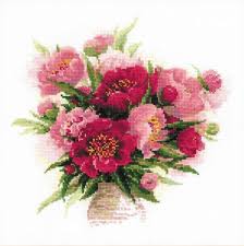 Riolis 1259 Counted Cross Stitch Kit Peonies In A Vase