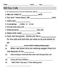 Bill Nye Cells Video Guide Sheet Bill Nye Persuasive Writing Prompts Nursing Student Tips
