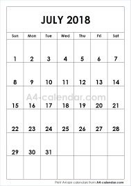 Print Free Blank July 2018 A4 Calendar From Www A4 Calendar Com This Blog Provides A4 Size Calen Free Printable Calendar Daily Calendar Template Free Calendar