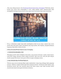Pada kolom search, kamu hanya perlu memasukkan kata atau. Pdf 6 Situs Download Ebook Islami Gratis Terlengkap