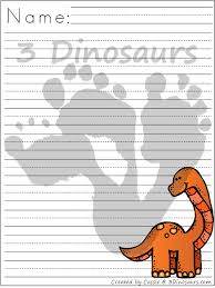 Free printable writing paper for kids practising penmanship in preschool, homeschool, kindergarten. Roaring Dinosaur Themed Writing Paper For Kids 3 Dinosaurs