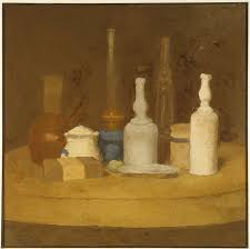 The two paintings by giorgio morandi shown here interest me because of what steve called their 'dissolving boundaries'. Exit Morandi Area