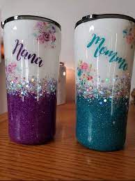 Watercolor Flower Glitter Stainless Steel Tumbler Tumbler Cups Diy Glitter Tumbler Cups Custom Tumbler Cups
