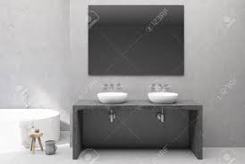 double sink on a marble table standing