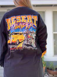 Sold Vintage 90s Desert Thunder Motorcycle Rally T Shirt Biker T Shirts Bikers Tees Vintage Outfits