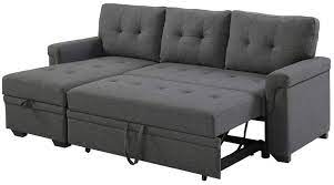 Poundex reversible sleeper sectional is a piece of furniture that is impressive as a perfect storage solution for small apartments. Lilola Home Lucca Linen Reversible Sleeper Sectional Sofa Steel Gray