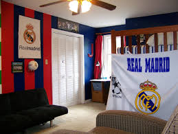 Real Madrid Colors Painted And Decorated In Jake S Bedroom Soccer Bedroom Decor Soccer Bedroom Soccer Themed Bedroom