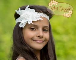 White Headband, White Baby Headband, White Baptism Headband, White Flower  Girl Headband, White Lace Headband, White Birthday Headband