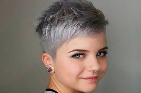 Getting a short haircut is perhaps one of the boldest changes you can make with style your hair with these cute two buns in pink hue at the back. 33 Short Grey Hair Cuts And Styles Lovehairstyles Com