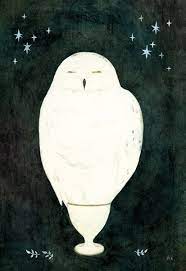 owl illustration by hazuki koike owl art owlart illustration japanese snow white snowy sleeping フクロウの絵 白フクロウ フクロウアート