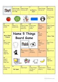 Board Game Name 5 Things Worksheet Free Esl Printable Worksheets Made By Teachers Board Games Board Games For Kids Speaking Games
