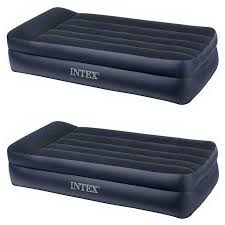 Free Shipping Buy Intex Twin Raised Pillow Rest Flocked Airbeds With Built In Air Pump 2 Pack At Walmart Com Intex Air Mattress Camping Air Pump