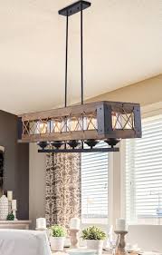 Rectangle Box Pendant Light 5 Lights Dining Room Pendant Wood Chandelier Dining Room Dining Room Chandelier