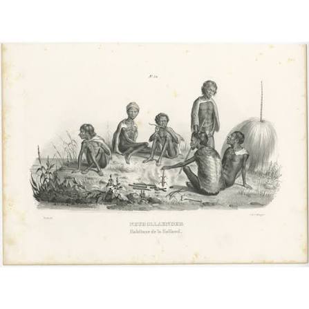 Antique Print of Inhabitants of New Holland by Honegger (c.1845)