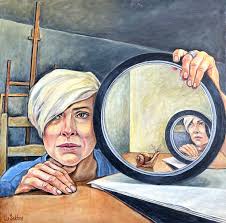 Self-portrait with a mirror Acrylic painting: Lu Sakhno