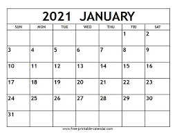 March april may 2021 calendar: January 2021 Calendar Free Printable Calendar Com