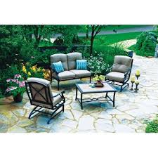 Somerset 4 Piece Deep Seating Set Mushroom All Patio Collections Patio Patio Set Aluminum Patio