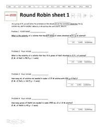 Molarity Round Robin Activity Teaching Chemistry Student Work Engagement Activities