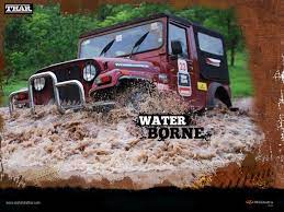 Mahindra Thar Toreador Red Color In Water Wallpaper Mahindra Thar Jeep Water