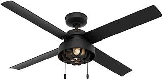 This allows you to perfectly coordinate the color of your flush mount. Amazon Com Hunter Spring Mill Indoor Outdoor Ceiling Fan With Led Lights And Pull Chain Control 52 Matte Black Home Improvement