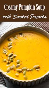 Creamy Pumpkin Soup With Smoked Paprika Simplyrecipes Com Recipe Creamy Pumpkin Soup Pumpkin Soup Pureed Food Recipes