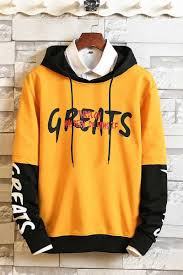 Yellow Greats Letter Pattern Print Hoodies Mix Color Hoodies Men Style Mens Sweatshirts Hoodie Hoody Outfits