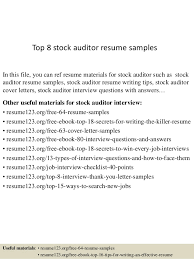 top 8 stock auditor resume samples