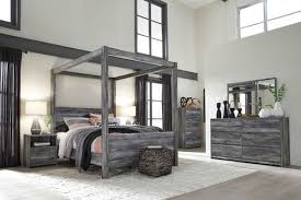 Ashley Baystorm Gray 7 Pc Dresser Mirror Queen Canopy Bed 2 Nightstands Canopy Bedroom Sets Grey Bedroom Set Canopy Bedroom