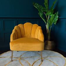 Scalloped Oyster Velvet Chair In 2020 Living Room Orange Mustard Chair Scalloped Oysters