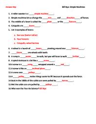 Notecards from homework and the bill nye video. Video Worksheet Movie Guide For Bill Nye Simple Machines Tpt