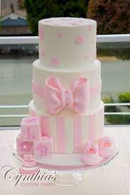 Pink And White Baby Shower Girl Shower Cake Baby Shower Cakes Shower Cakes