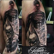 Batman logo tattoo logo batman batgirl logo batman 1 superhero logos batman signal marvel tattoos joker symbol whales. Superman Vs Batman Portrait Tattoo Portrait Tattoos